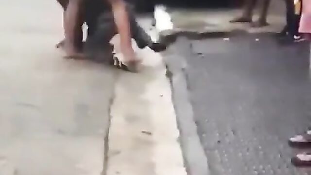 Ass exposed as angry girlfriend beats boyfriend for cheating