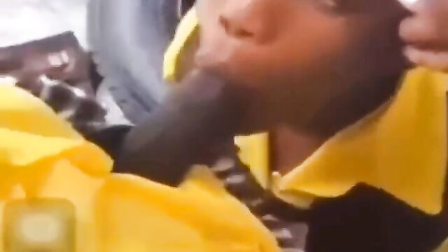 Schoolgirl caught giving schoolboy blow job in school uniform after school - 5 image