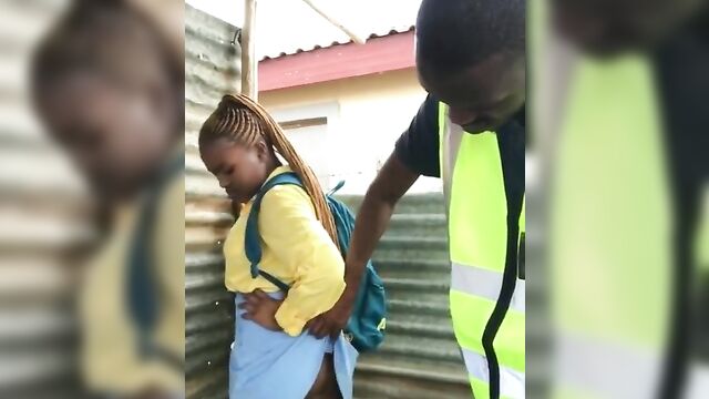 Black Delivery Man and Girlfriend Fucking Outdoor Leaked Sex Tape – Part 1 - 2 image