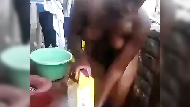 Wife strips naked, beats and punishes young whore caught cheating with her husband - 4 image