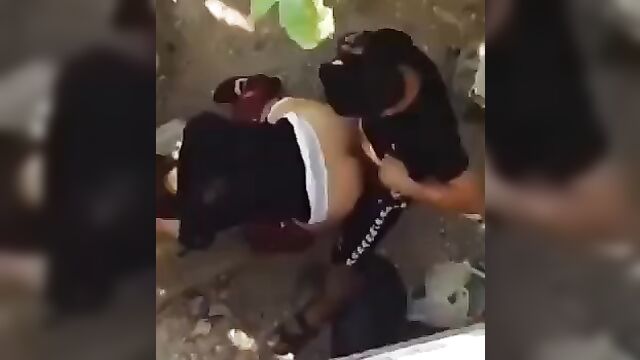 White horny couple caught having sex in the bush