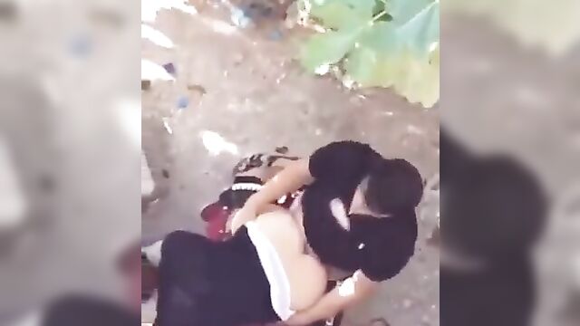 White horny couple caught having sex in the bush - 5 image