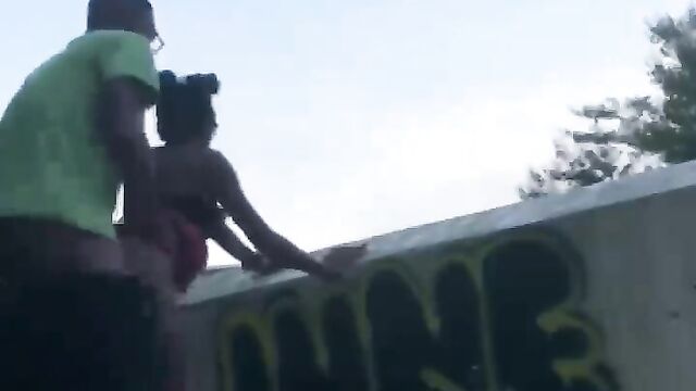 Couple caught having sex on a bridge in public - 4 image