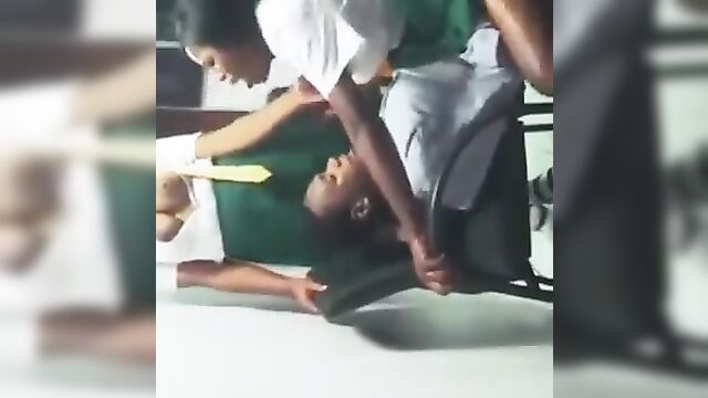 Horny student having sex with her boyfriend while her classmate watches