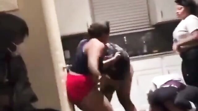 Sexy chick fighting while wearing panties