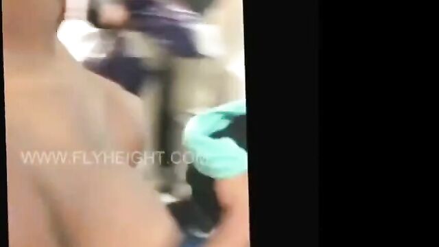 Woman fighting naked on a bus - 4 image