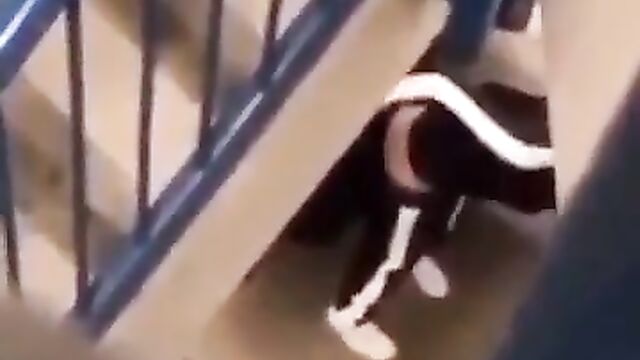 2 college students caught having discreet sex on a landing - 1 image