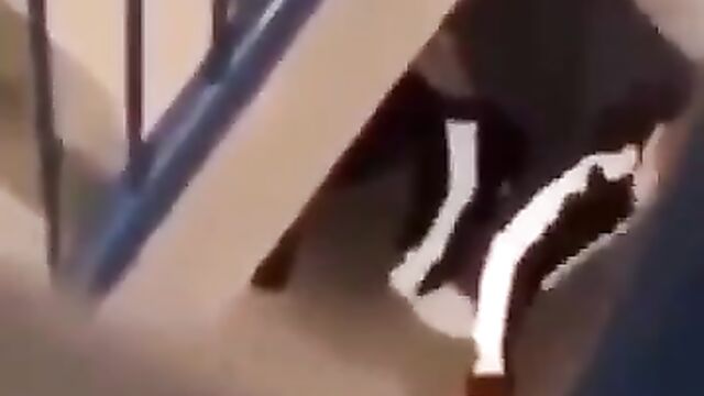 2 college students caught having discreet sex on a landing - 5 image