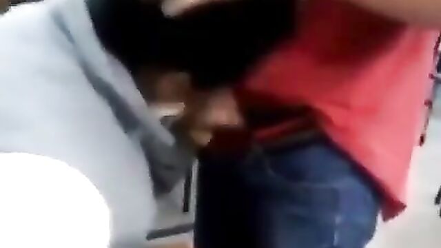 Schoolgirl caught giving two male students blow job in the classroom - 3 image