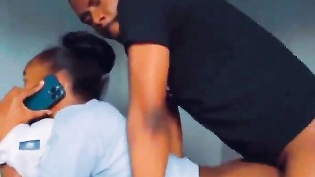 She Was Having Doggy Style Sex With Her Boyfriend's Friend While On The Phone With Her Boyfriend