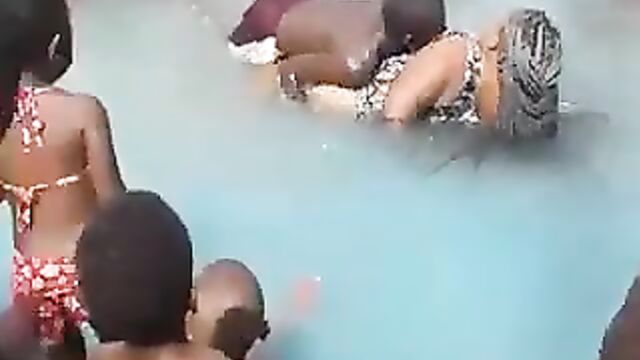 He Removed Her Panties In The Pool And Exposed Her Naked Big Ass In Public - 1 image