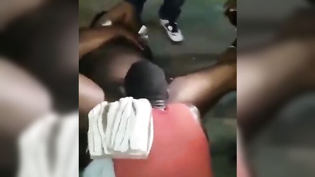 Brother Eating Sister's Pussy On The Ground In Public - 3 image