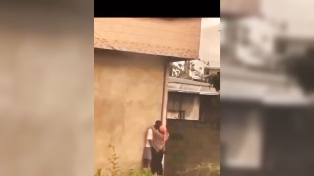 Horny Ebony Student Caught Pressing Ass And Doing It In The Backyard In Public - 5 image