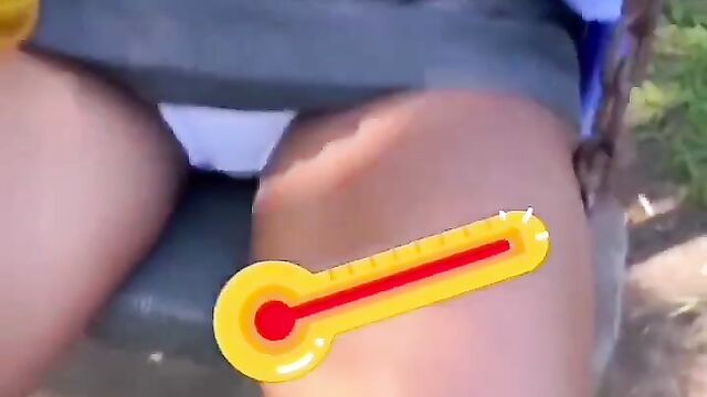 School girl swinging with breasts exposed in public - 3 image