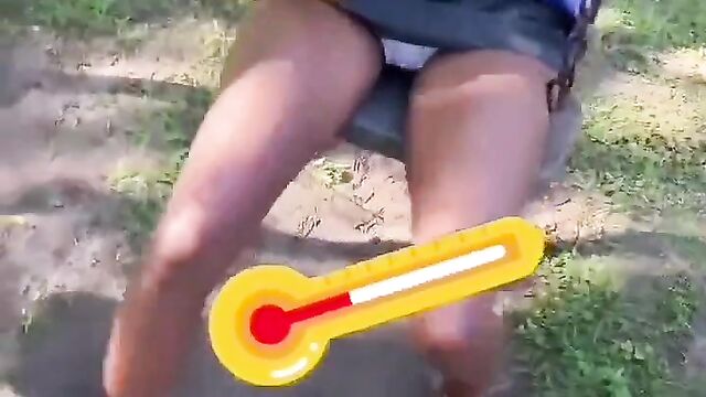 School girl swinging with breasts exposed in public - 5 image