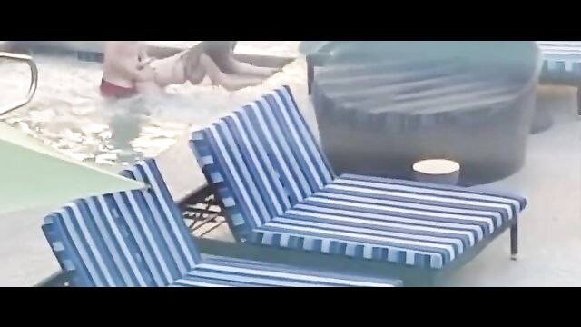 Doggy Style Sex In The Pool With Panties Aside In Public - 1 image