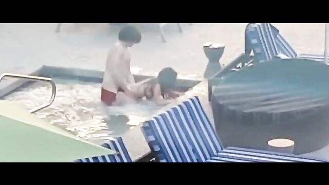 Doggy Style Sex In The Pool With Panties Aside In Public