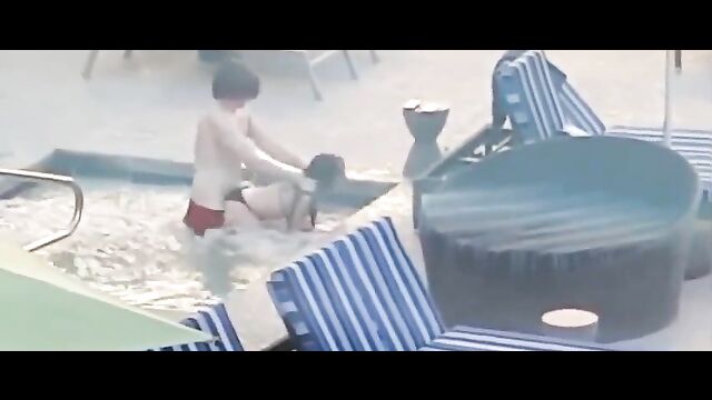 Doggy Style Sex In The Pool With Panties Aside In Public - 3 image