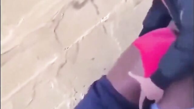 College Student Caught Getting Fucked With Panties Aside In Public - 5 image