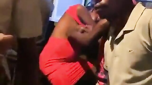 Guy Playing With Girlfriend's Boobs And Nipples And Fingering Her In Public In An African Night Club (Full Video 18+) - 4 image