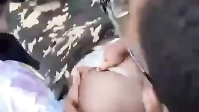 Naughty Students Caught Having Doggy Style Threesome Sex In The Bush In Public With A Girl With Big Nyash - 5 image