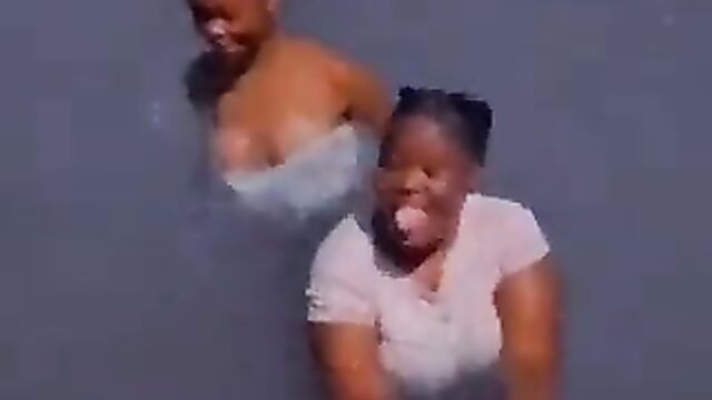 Corrupt School Girl Showing Her Breasts In The Pool In Public - 1 image