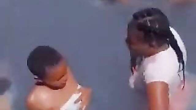 Corrupt School Girl Showing Her Breasts In The Pool In Public