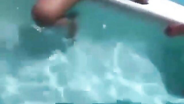 Pussy And Boobs Exposed In Public At Girls Only Pool Sex Party - 1 image