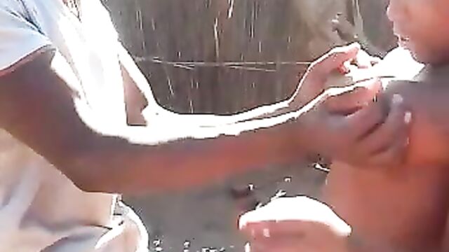African School Girl Exposing Her Naked Breasts In Public For Boys To Touch And Squeeze Them - 5 image