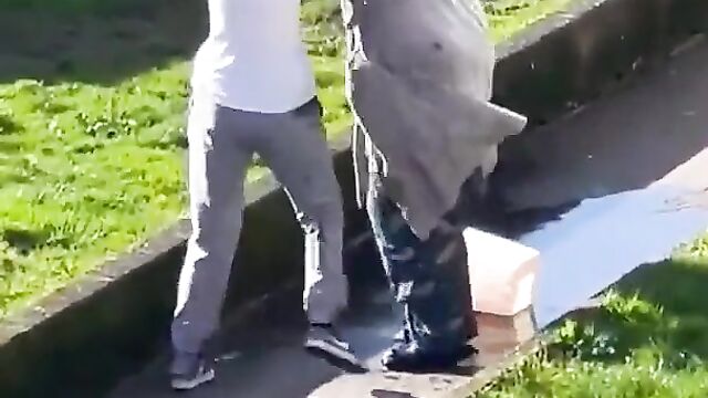 Ass pops out as 2 old white ladies fight in public - 4 image