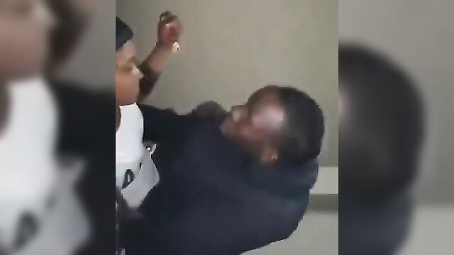 Horny Black couple fucking at a house party