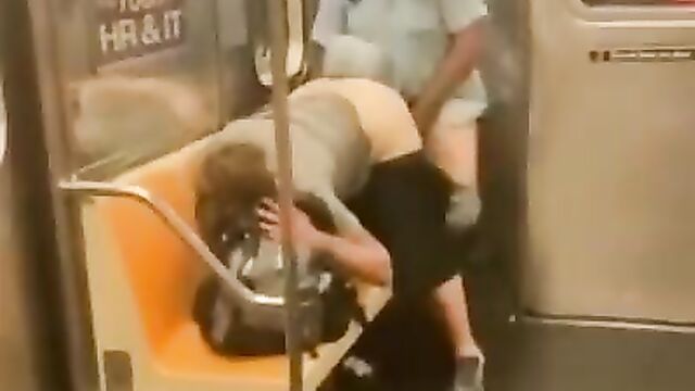 Crazy elderly couple caught having fun on a train - 5 image