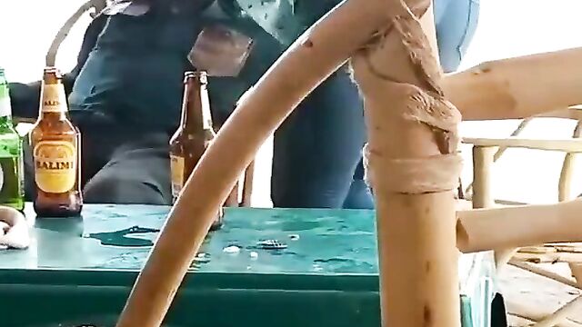 Mzansi girl making out with her sugar daddy in a public restaurant - 1 image