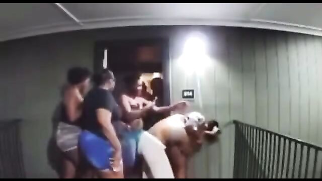 Two girls fighting with naked ass exposed