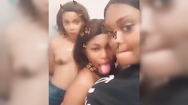 Naked teen sluts vibing and showing breasts - 1 image
