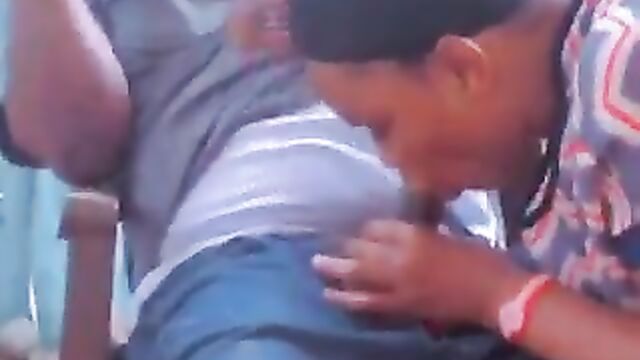 Thot giving blow job in a public restaurant - 4 image