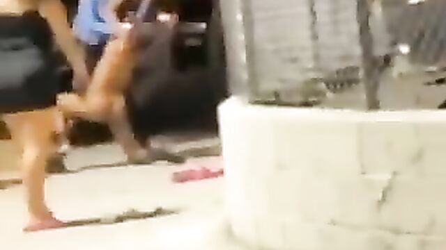 Crazy girls fighting naked in public