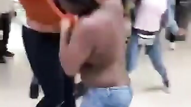 Boobs Fly During Mall Fight