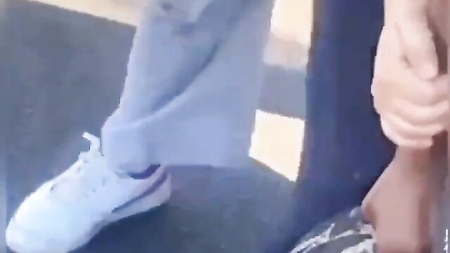 Big breasts pop out in public as couple fight dirty on the street - 5 image