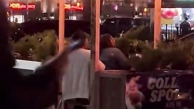Sex For Dinner: Couple caught having sex in public at a New York outdoor dining area! - 1 image