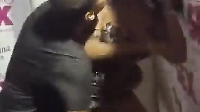 Live fingering on a red carpet