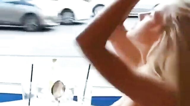 Chicks showing boobs in a public restaurant - 1 image