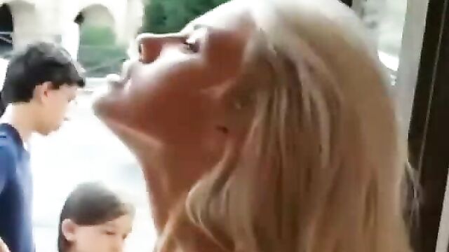 Chicks showing boobs in a public restaurant - 5 image