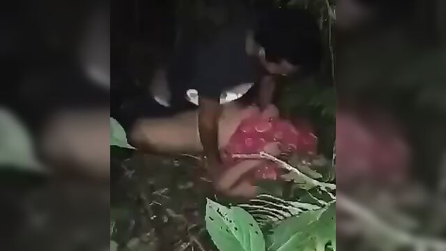 Indian horny couple caught having sex in the bush at night