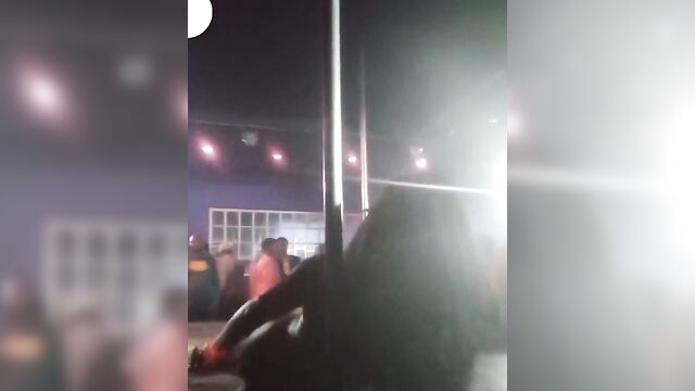 Naked ebony stripper & pole dancer entertaining guests at an nightclub - 5 image