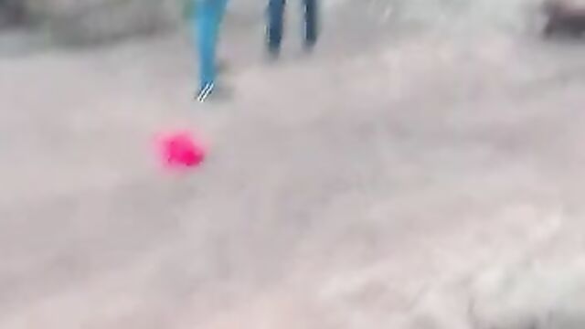 Boobs out as old man strips chick while fighting in public - 1 image