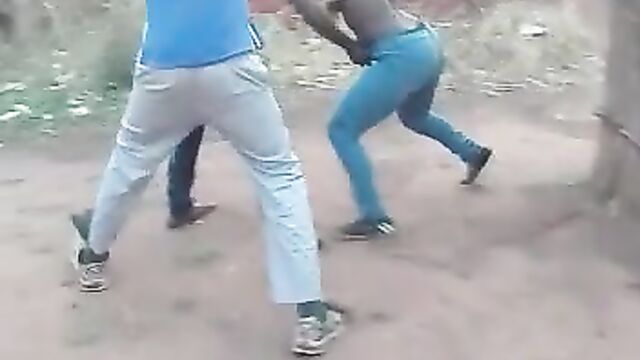 Boobs out as old man strips chick while fighting in public - 5 image