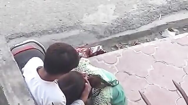 Girlfriend caught giving boyfriend blow job discreetly in public