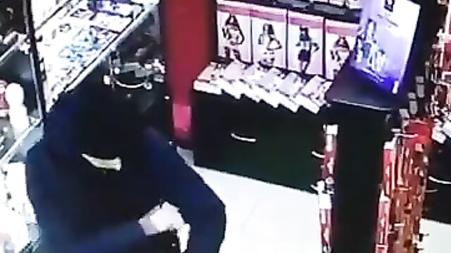 CCTV caught man having sex with a sex toy in a store