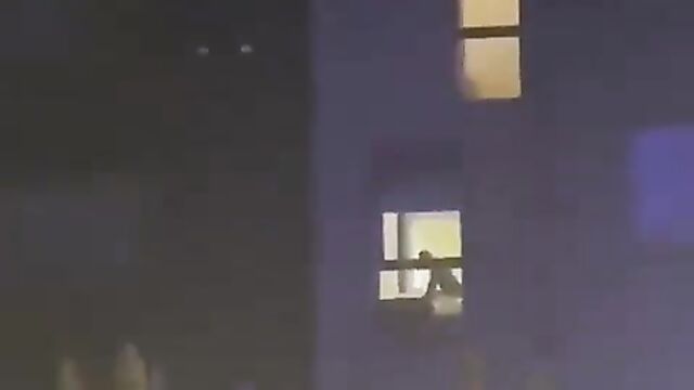 Naked man doing it doggy style in a Nigerian hotel room in public